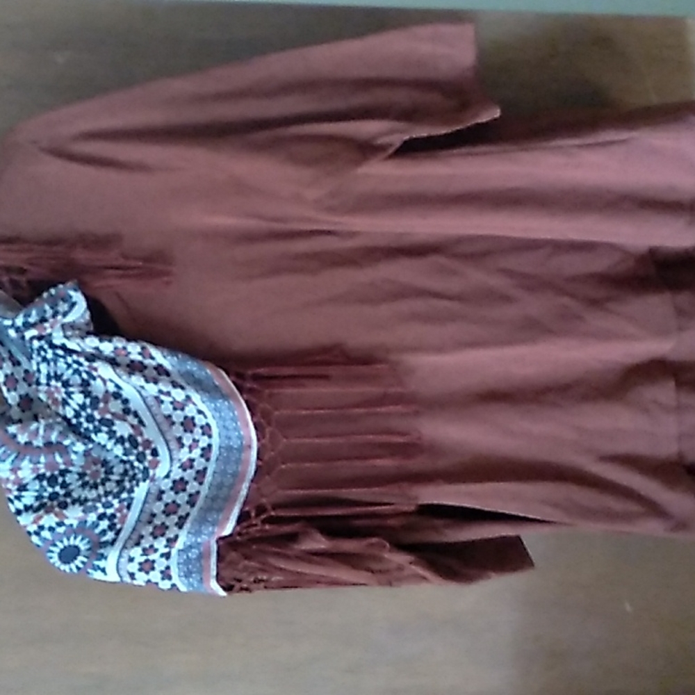 Style & Co rust brown colored crewneck sweater with removable scarf